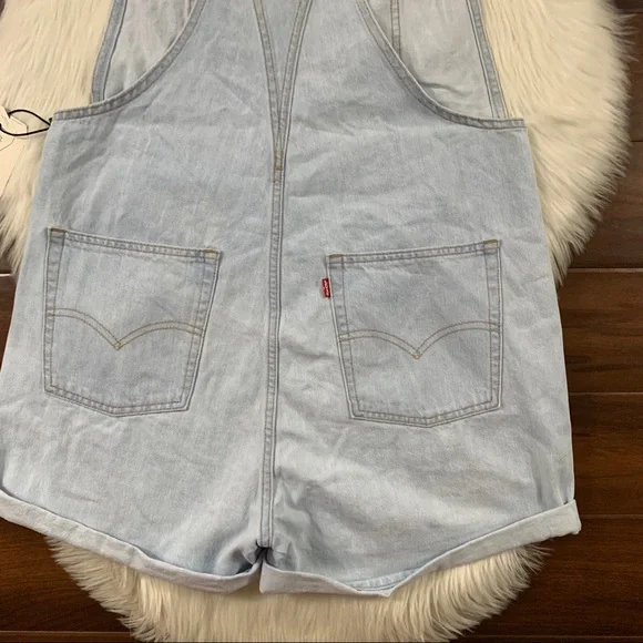 Levi's Womens Size XL Light Wash Caught Napping Vintage Shortalls Overalls - Picture 6 of 6